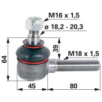 KONČNIK VOLANA ZETOR desni M18×1.5 K18