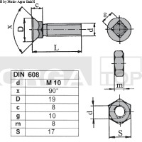 VIJAK LEMEŽA M10x30 4-robi VIJAK LEMEŽA M10x30 4-robi
