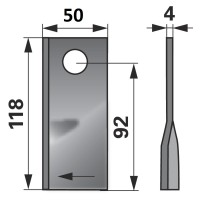 NOŽ KRONE original 118x50x4mm FI=19 DESN