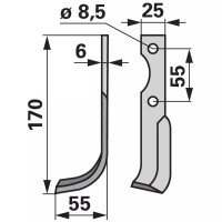 NOŽ FREZE BCS LEVI NOŽ FREZE BCS LEVI