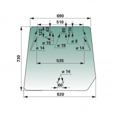 STEKLO KABINE KUBOTA ZADAJ