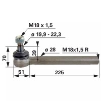 KONČNIK VOLANA M18x1.5mm K20-22 L-250 MF