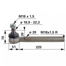 KONČNIK VOLANA M18x1.5mm K20-22 L-250 MF