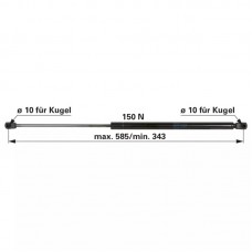 AMORTIZER KABINE CNH Steyr L=585, F=150N