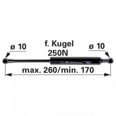 AMORTIZER KABINE L=260 F=250N JOHN DEERE