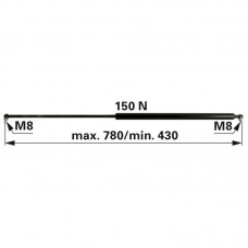 AMORTIZER STEKLO KABINE MF L=780 F=150N